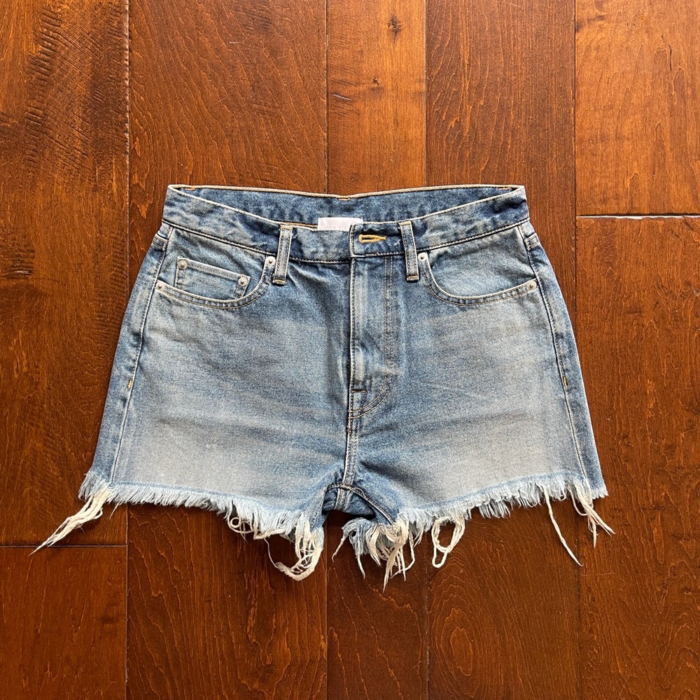 John Elliott Blue Distressed Jean Shorts